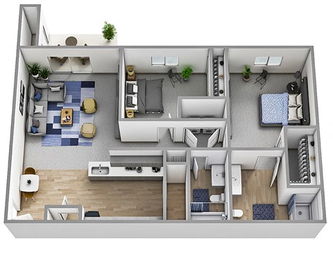 2x2 1140 sq ft Floor Plan at Altitude, East Wenatchee, WA